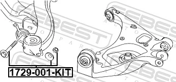 1729001KIT Febest Perno de brazo longitudinal trasero (de alineación)