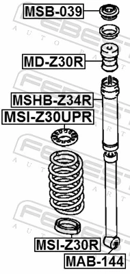 MSIZ30R Febest Aislador de resorte trasero inferior de goma