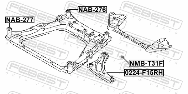 NMBT31F Febest Buje de la viga longitudinal delantera del motor