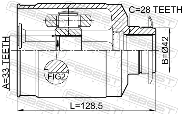 2211XM12RH Febest Junta homocinética interna delantera derecha
