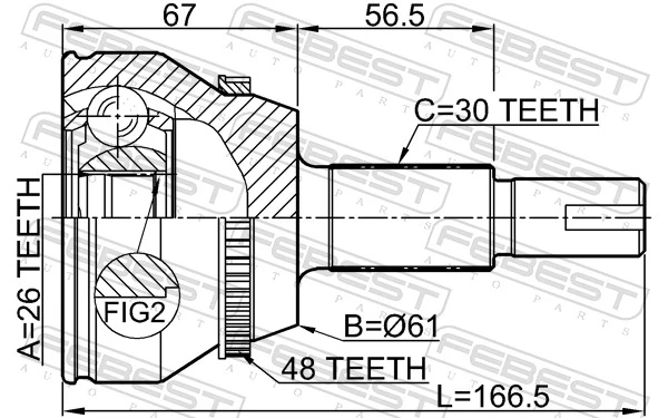0110GGL15A48 Febest Junta homocinética