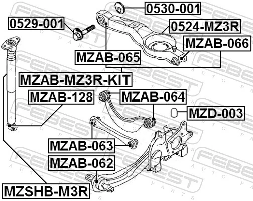 Silentblock amortiguador trasero para Mazda 3  BL