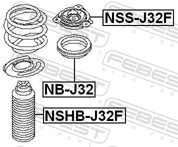 NSHBJ32F Febest Tope de amortiguador delantero con guardapolvo