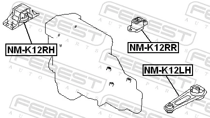 NMK12LH Febest Soporte inferior izquierdo del motor