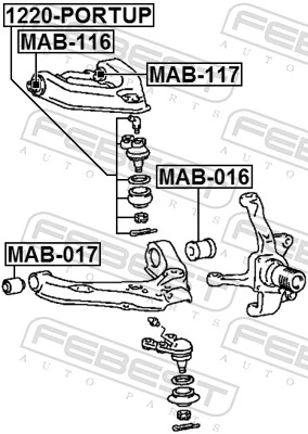 MAB117 Febest Buje del brazo de suspensión delantero superior