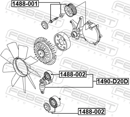 Tensor de la correa trapecial poli v Hyundai/Kia 6652000270