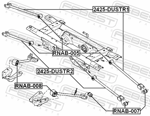 RNAB008 Febest Silentblock de brazo longitudinal trasero