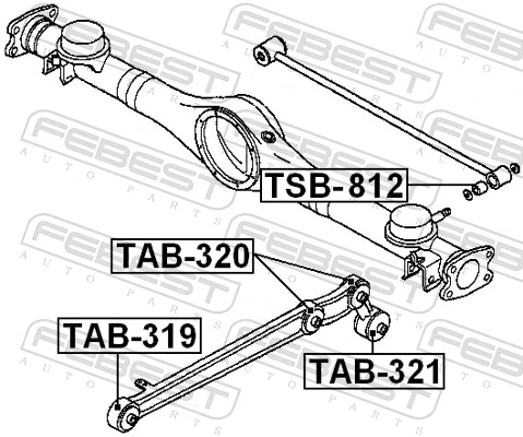 TAB320 Febest Buje trasero del brazo longitudinal trasero