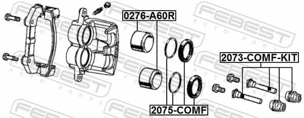2075COMF Febest Kit de reparación de frenos trasero