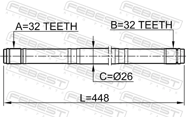 0312RD1RH Febest Semieje delantero derecho