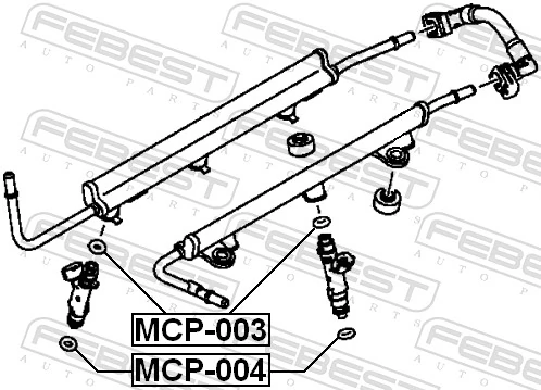 MCP003 Febest Arandela de asiento del inyector