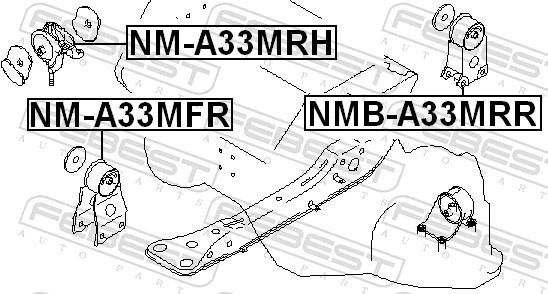 NMBA33MRR Febest Soporte trasero de motor con silentblock