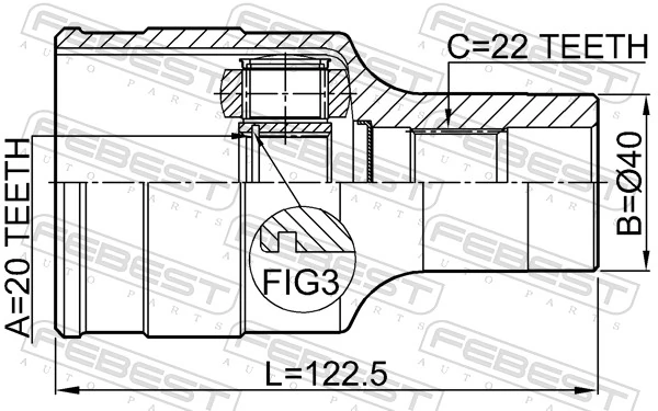0711RM413RH Febest Junta homocinética interna delantera