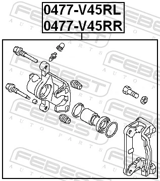 0477V45RL Febest Pinza de freno trasera izquierda