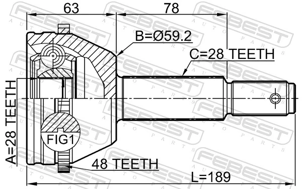 2110TT985A48 Febest Junta homocinética