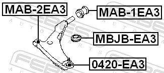 MAB2EA3 Febest Silentblock de brazo de suspensión delantero inferior