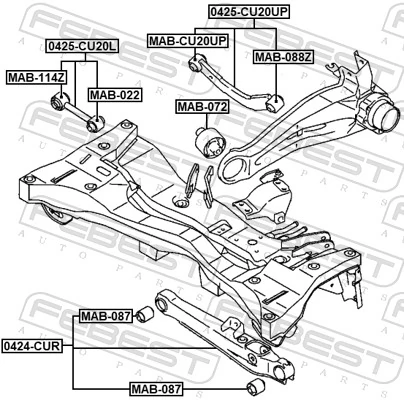 0424CUR Febest Brazo transversal de suspensión trasera