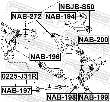 NAB198 Febest Buje de mangueta trasera