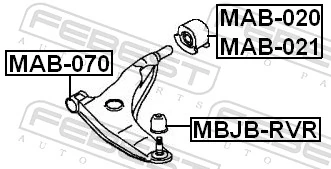 MAB020 Febest Silentblock de brazo de suspensión delantero inferior