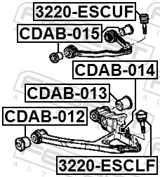 CDAB015 Febest Buje del brazo de suspensión delantero superior