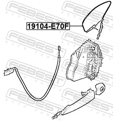19104E70F Febest Cable de apertura de cerradura de puerta delantera