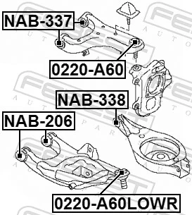NAB337 Febest Silentblock del brazo superior de suspensión trasera