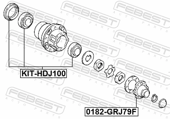 KITHDJ100 Febest Cojinete interior de rueda trasera