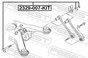 2329007KIT Febest Perno interior del brazo de caída trasero