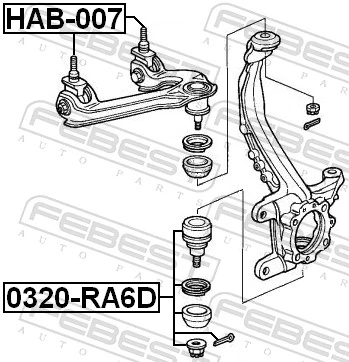 HAB007 Febest Buje del brazo de suspensión delantero superior