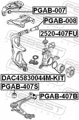 PGAB407B Febest Silentblock de brazo de suspensión delantero inferior