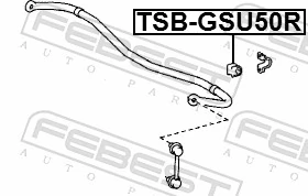 TSBGSU50R Febest Buje de barra estabilizadora trasera