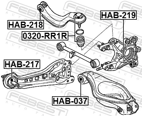 HAB217 Febest Silentblock del brazo superior de suspensión trasera