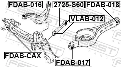 FDAB018 Febest Buje del brazo inferior trasero
