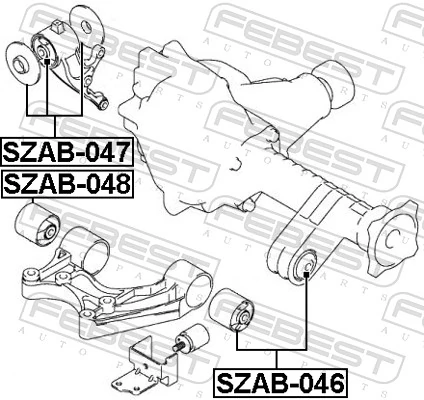 SZAB047 Febest Buje de la traviesa de montaje del diferencial delantero derecho