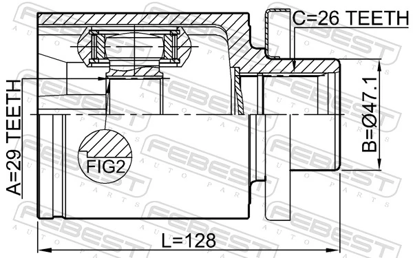 2311T5ATLH Febest Junta homocinética interna delantera izquierda
