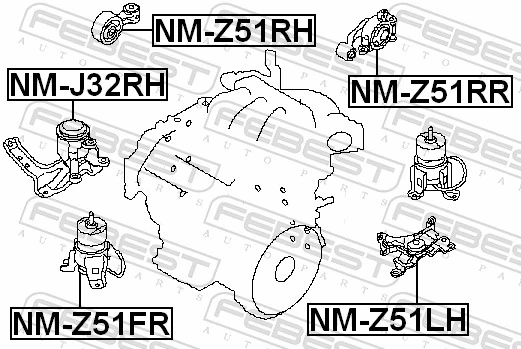 Soportes de motor delantero para Nissan Murano  Z51