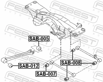 SAB012 Febest Buje delantero del brazo longitudinal trasero
