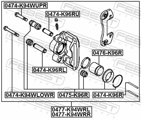0474K96R Febest Kit de reparación de frenos trasero