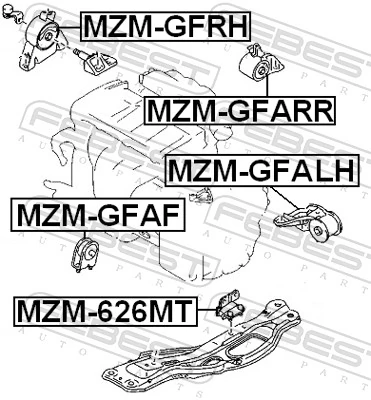 MZM626MT Febest Soporte inferior del motor