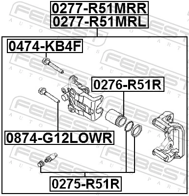 0277R51MRL Febest Pinza de freno trasera izquierda