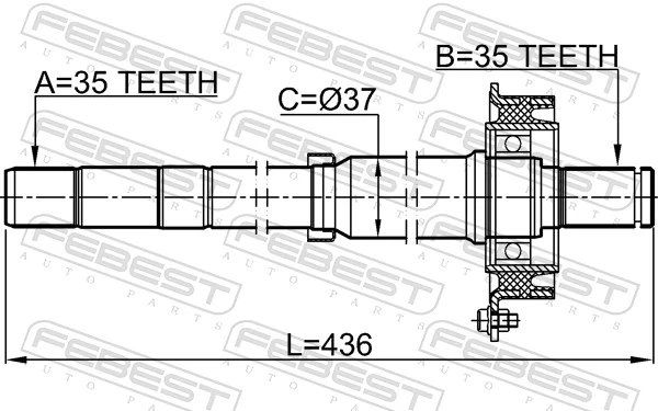 2112ESC Febest Árbol de transmisión intermedio
