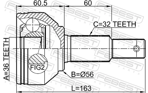 0210R52VQ35 Febest Junta homocinética