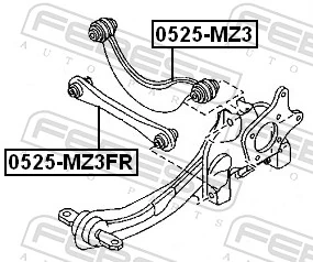 0525MZ3FR Febest Brazo transversal de suspensión trasera