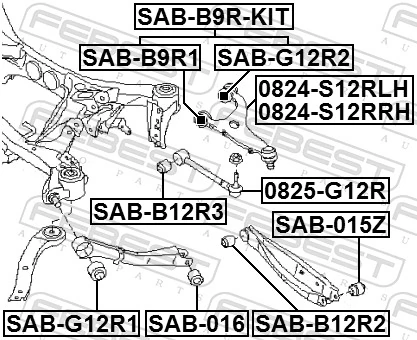 0824S12RRH Febest Brazo superior derecho de la suspensión trasera