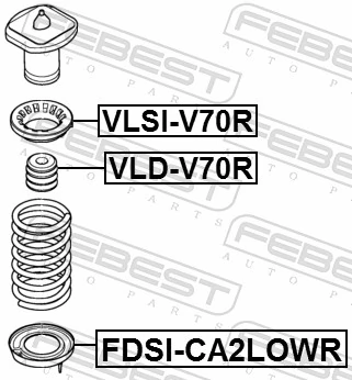 FDSICA2LOWR Febest Aislador de resorte trasero inferior de goma