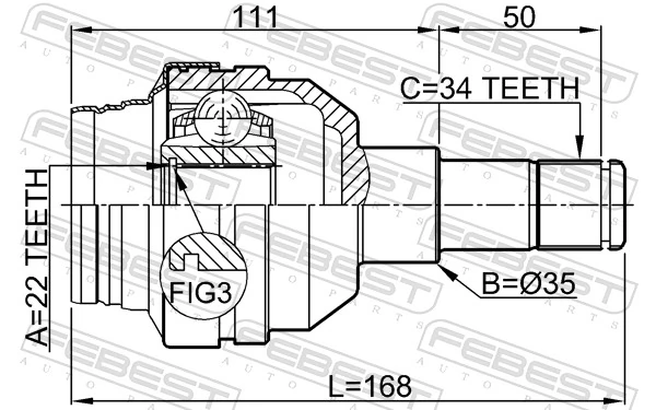 1011C100R Febest Junta homocinética interior trasera