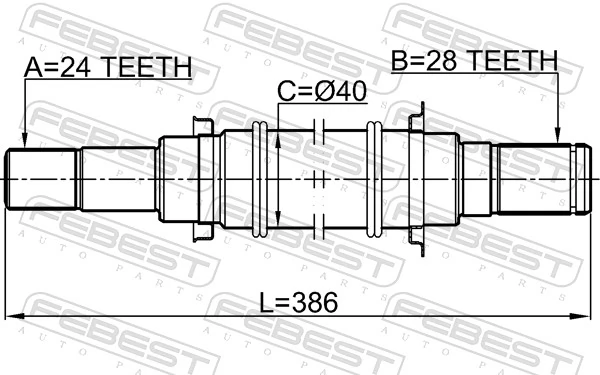 0512BL16MT Febest Árbol de transmisión intermedio