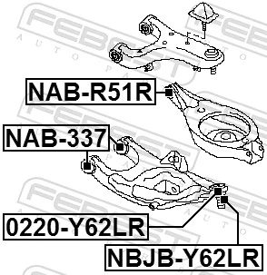 0220Y62LR Febest Rótula inferior de suspensión trasera
