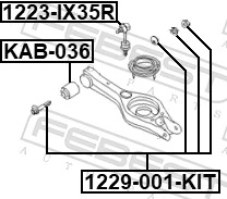 1229001KIT Febest Perno de fijación interior del brazo oscilante inferior trasero
