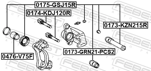0174KDJ120R Febest Pasador guía de la pinza de freno trasera